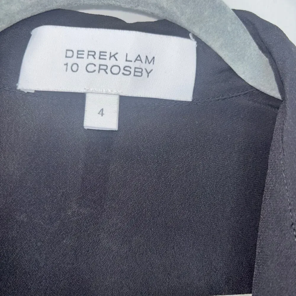Derek Lam 10 Crosby Black Silk Blend Button Front and Side Shirt – Size 4 - Picture 9 of 11